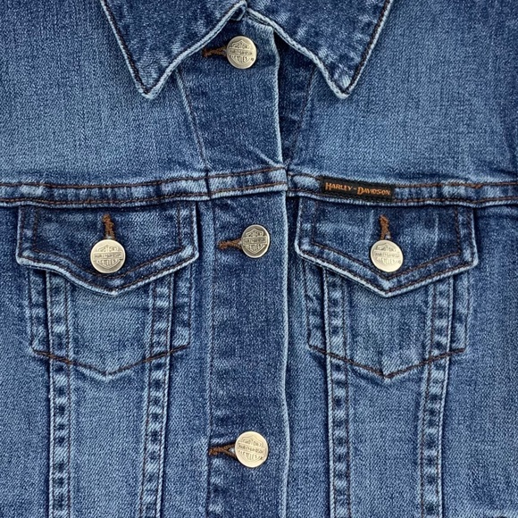Harley Davidson Embroidered Denim Vest - Picture 7 of 16